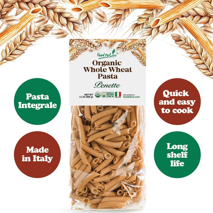 Food To Live - Wholesale Pasta - Organic Pennette Whole Wheat Pasta – Made in Italy3