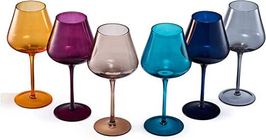 The Wine Savant /  Khen Glassware - Wholesale Wine Glass - Jewel Colored Crystal Wine Glass Set of 61