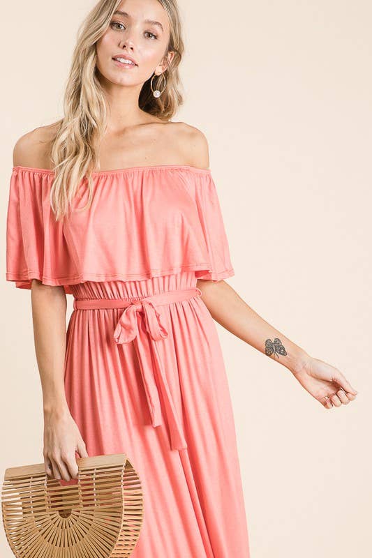 lovely melody - Wholesale Dress - Women's - LMD5025-Rayon Jersey Off the Shoulder Maxi Dress4