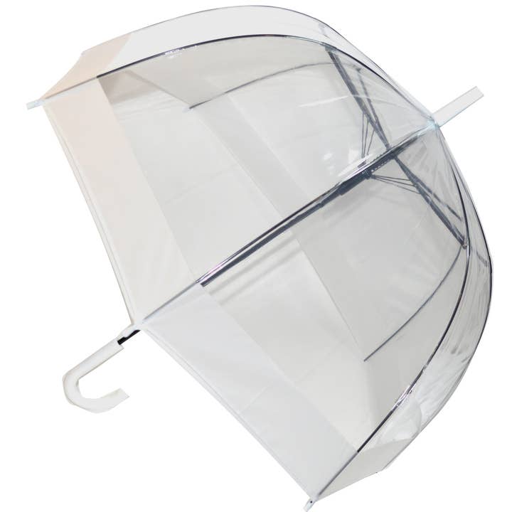 Everyday Walking Stick Style Clear Dome Umbrella with White for wholesale on Faire