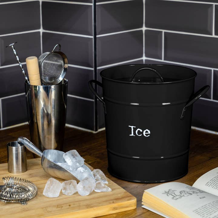 Rinkit Ltd - Wholesale Ice Bucket - Harbour Housewares Ice Bucket with Lid & Scoop - Black
