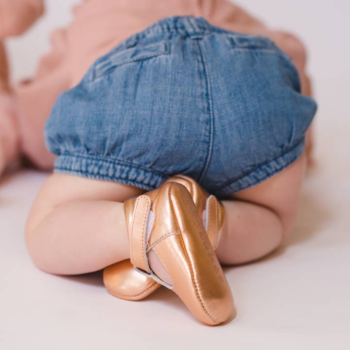 luisa rose gold leather baby mary janes for wholesale by Short Cakes