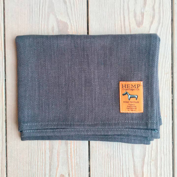 Dish Towel Herringbone 100% Hemp Charcoal Grey for wholesale by Hemp Copenhagen Co.