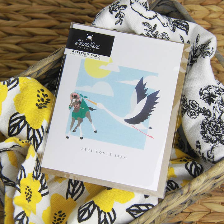 Here Comes Baby - Equestrian Horse Baby Shower Card for wholesale by Hunt Seat Paper Co.