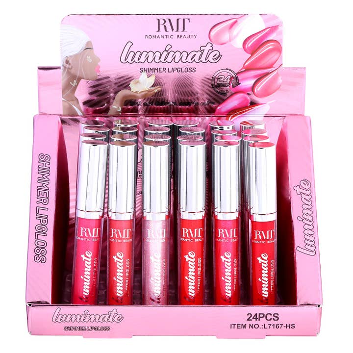 Diacly - Wholesale Lip Gloss - 24 PC Luminate Shimmer Lip Gloss RED Tones