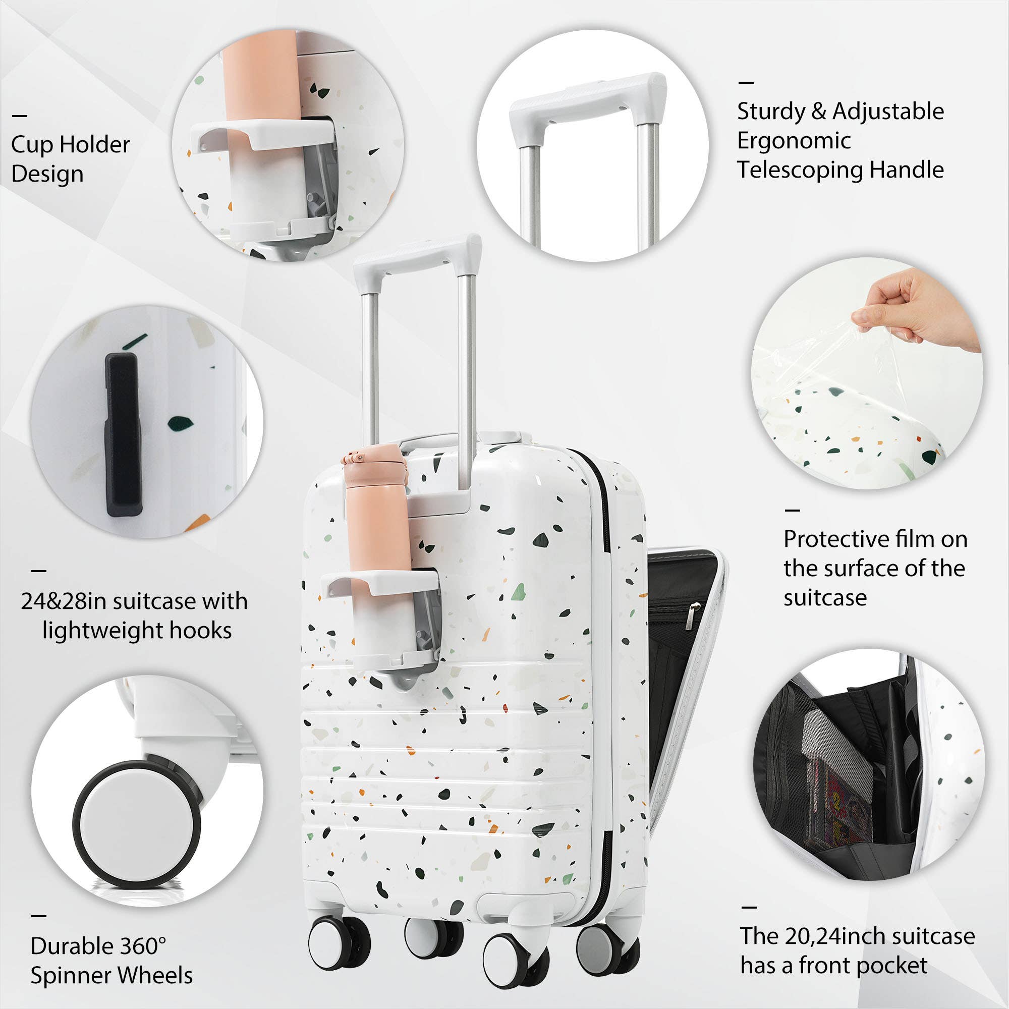 VTNG50 - Wholesale Luggage - Luggage Set of 3, 20, 24, 28inch with USB Port16