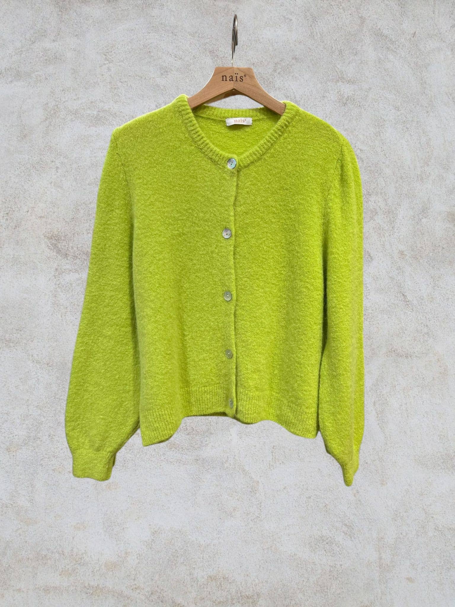 NAÏS PARIS - Wholesale Cardigan - Women's - SUPER FINE ALPACA SHORT BUTTON CREW NECK CARDIGAN38