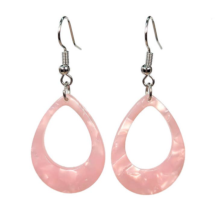 Pink Double Teardrop Resin Acrylic Earrings for wholesale by Stylish Jewelry Supply