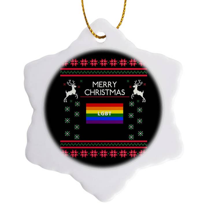 3dRose, HBTQ Gay Lesbisk med God Jul, Julprydnad för wholesale av 3dRose