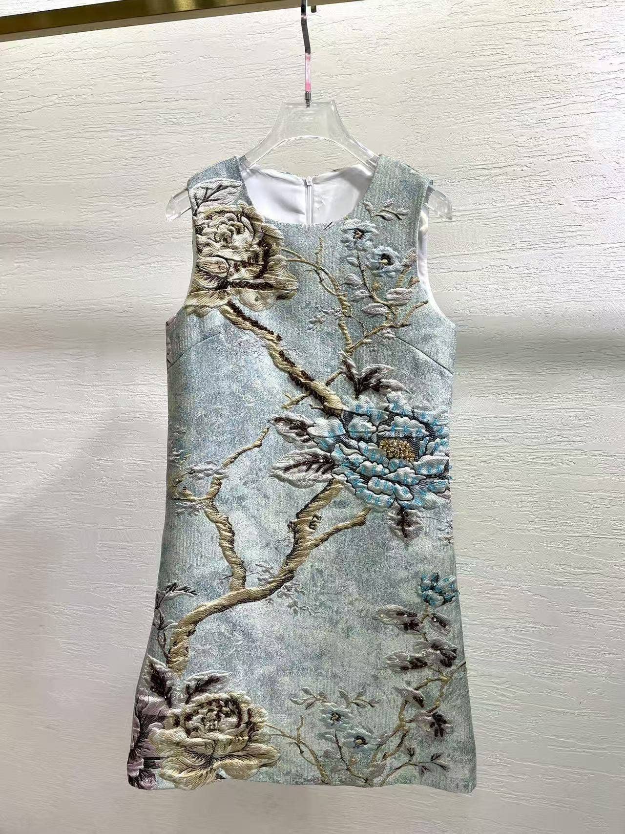 Productseeker - Wholesale Dress - Women's - DR940Y Summer Round Neck Hand-Beaded Floral Vest Dress14