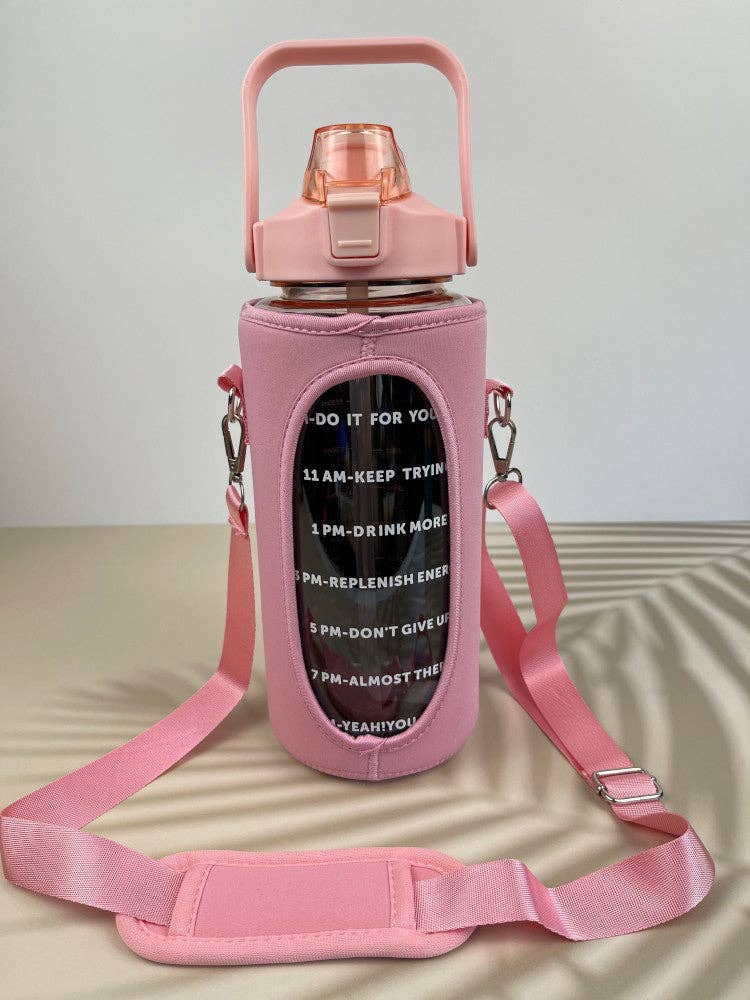 Nakoa The Label - Wholesale Water bottle - Motivational Drink Bottle + Crossbody Bag - 2 Litre - Pink6