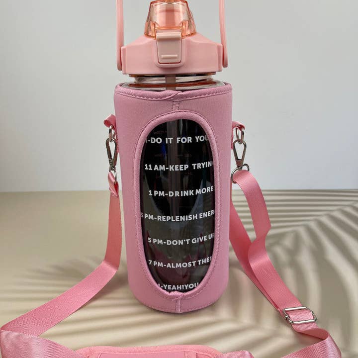 Nakoa The Label - Wholesale Water bottle - Motivational Drink Bottle + Crossbody Bag - 2 Litre - Pink6