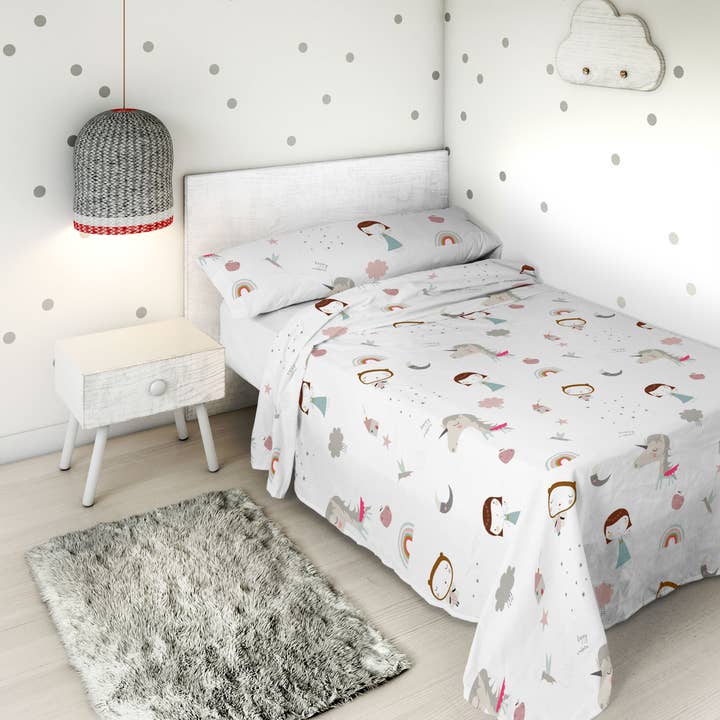 2 pc sheet set UNICORN WHITE B - HEI for wholesale by Creaciones Euromoda SL (Naturals Home)