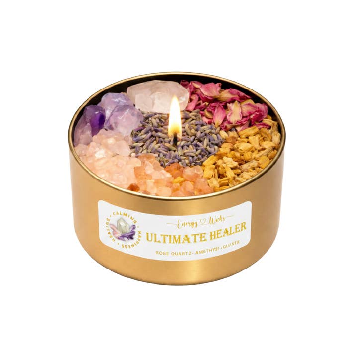 ULTIMATE HEALER CRYSTAL CANDLE for wholesale by Energy Wicks
