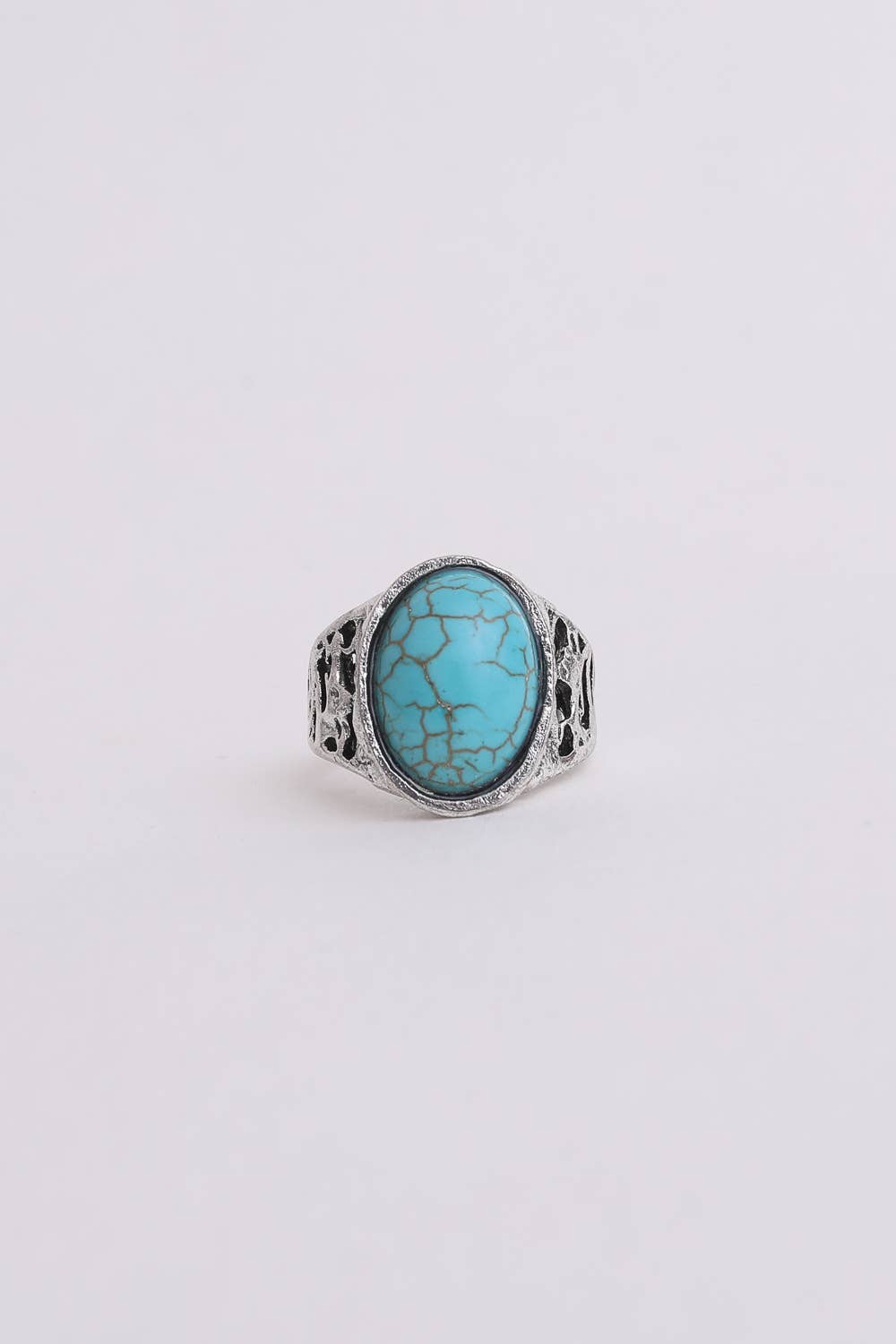 Leto Accessories - Vente Solitaire - Bague turquoise ajustable taille ovale bohème3