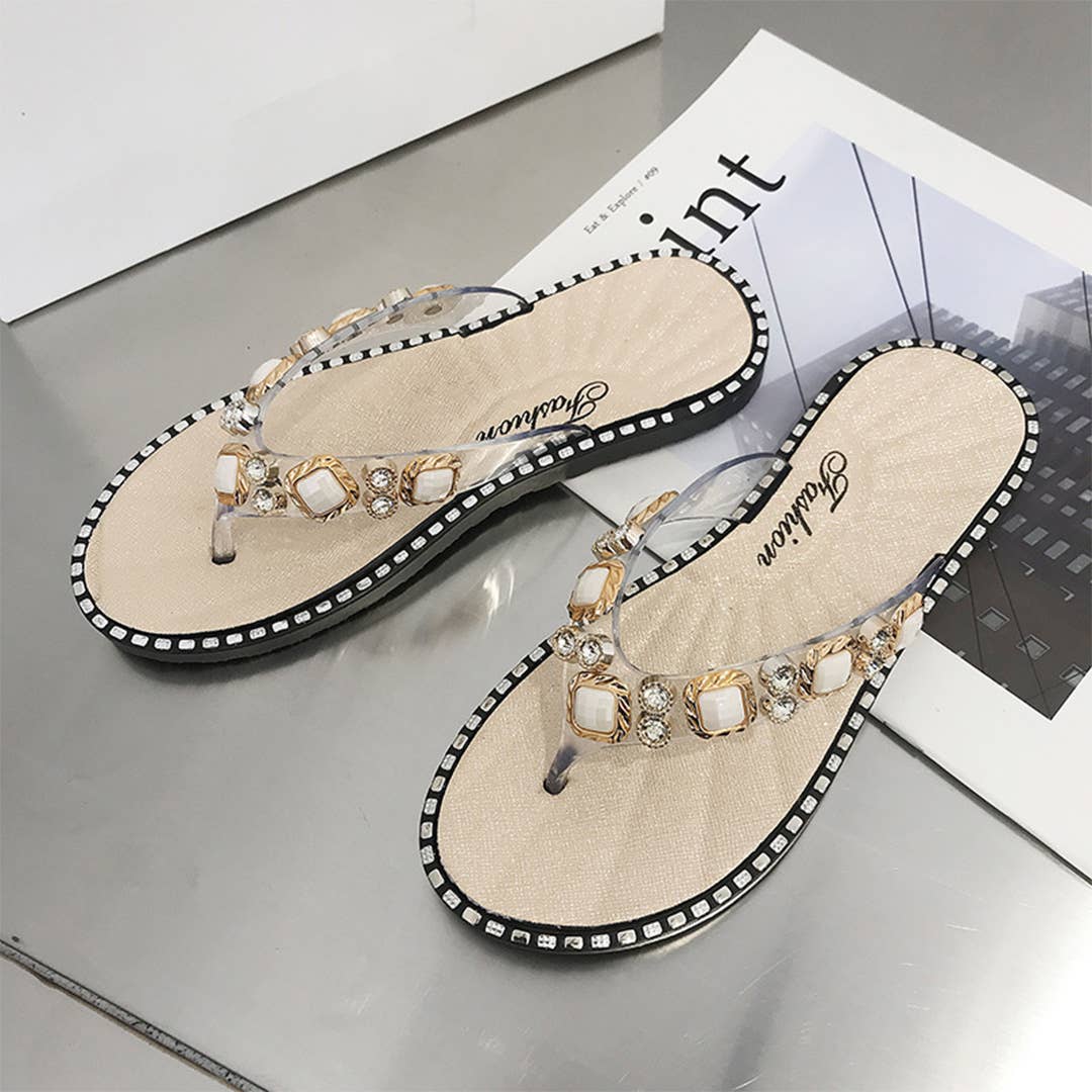 UNISHE – wholesale Slippers – Women's – Summer Rhinestone Thong Sandals Flip Flops ZK32744