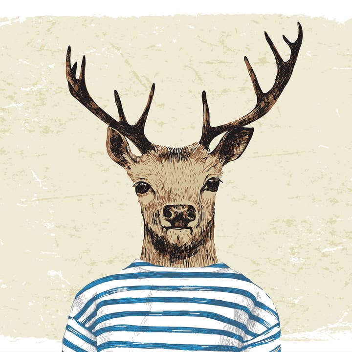 Tischset "Hirsch mit gestreiftem Shirt" -aus Premium-Vinyl für den Großhandel von cover-your-desk