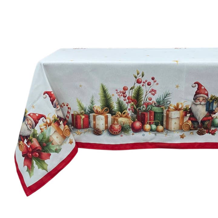 "Christmas tablecloth 'Gnome' in printed cotton" for wholesale by Lunaria Lab