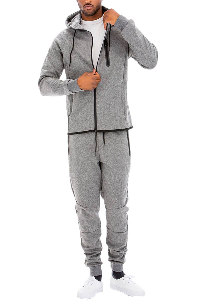 WEIV - Wholesale Tracksuit - Men's - Solid Dynamic Tech Fleece Suit Active Track Suit Sweat Set3