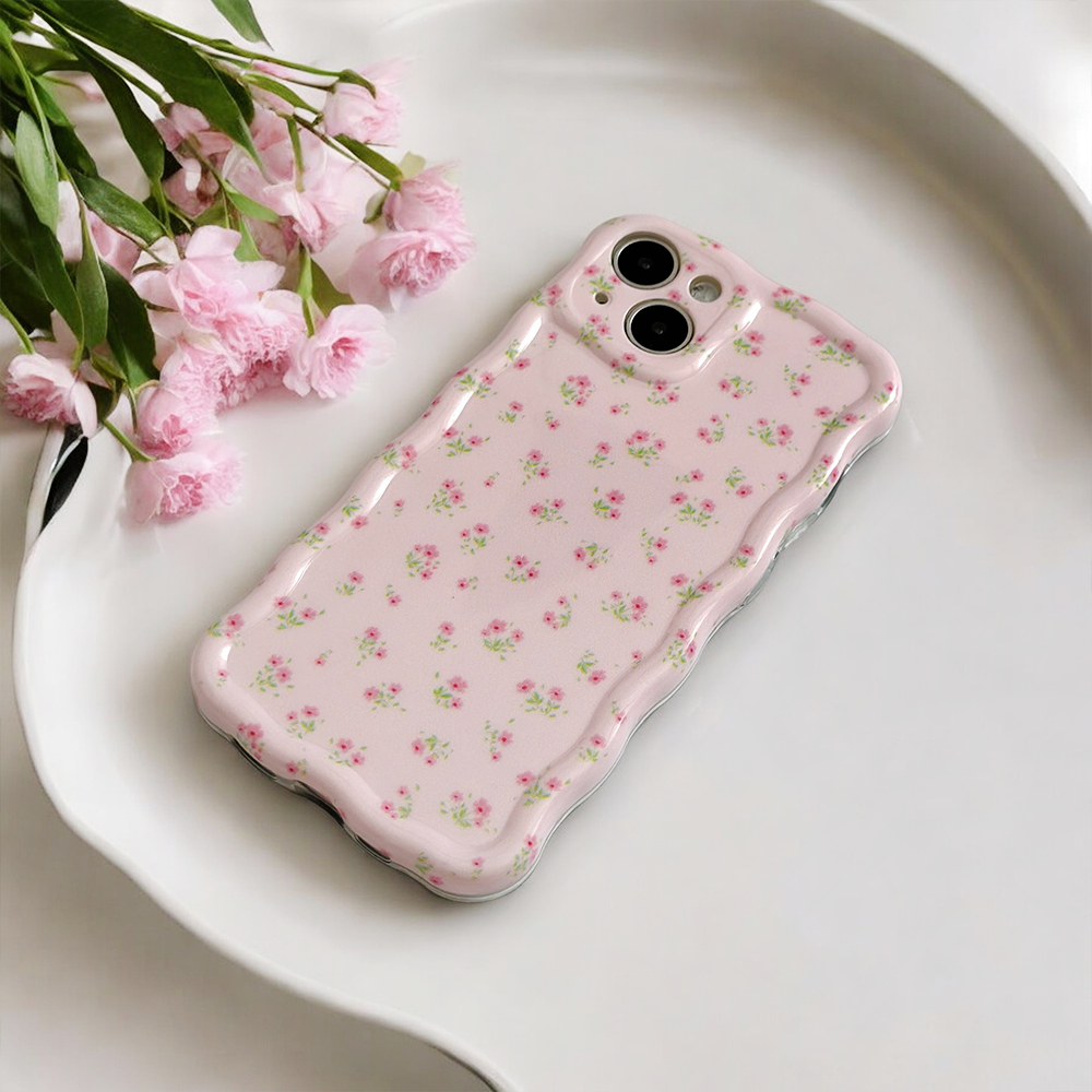 Coconut Lane - Wholesale Phone Case - Women's - Wavy Phone Case - Ditsy Floral Pink1
