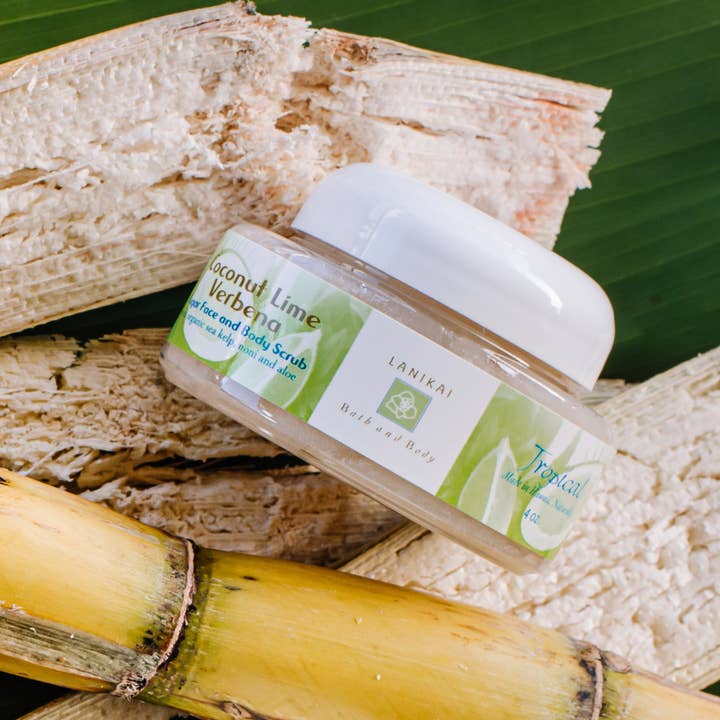 Lanikai Bath and Body - Wholesale Body Scrub/Exfoliant - Coconut Lime Verbena Hawaiian Cane Sugar Scrub 4 oz.
