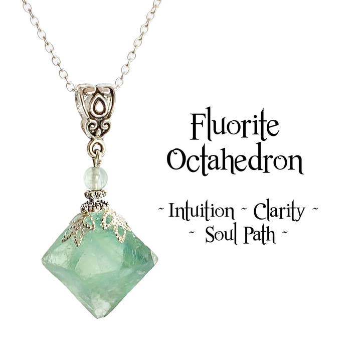 Glorious Healing Crystals – Großhandel Kette mit Anhänger/Charm – Soul Path Crystal Healing Halskette aus Fluorit-Oktaeder, Prote