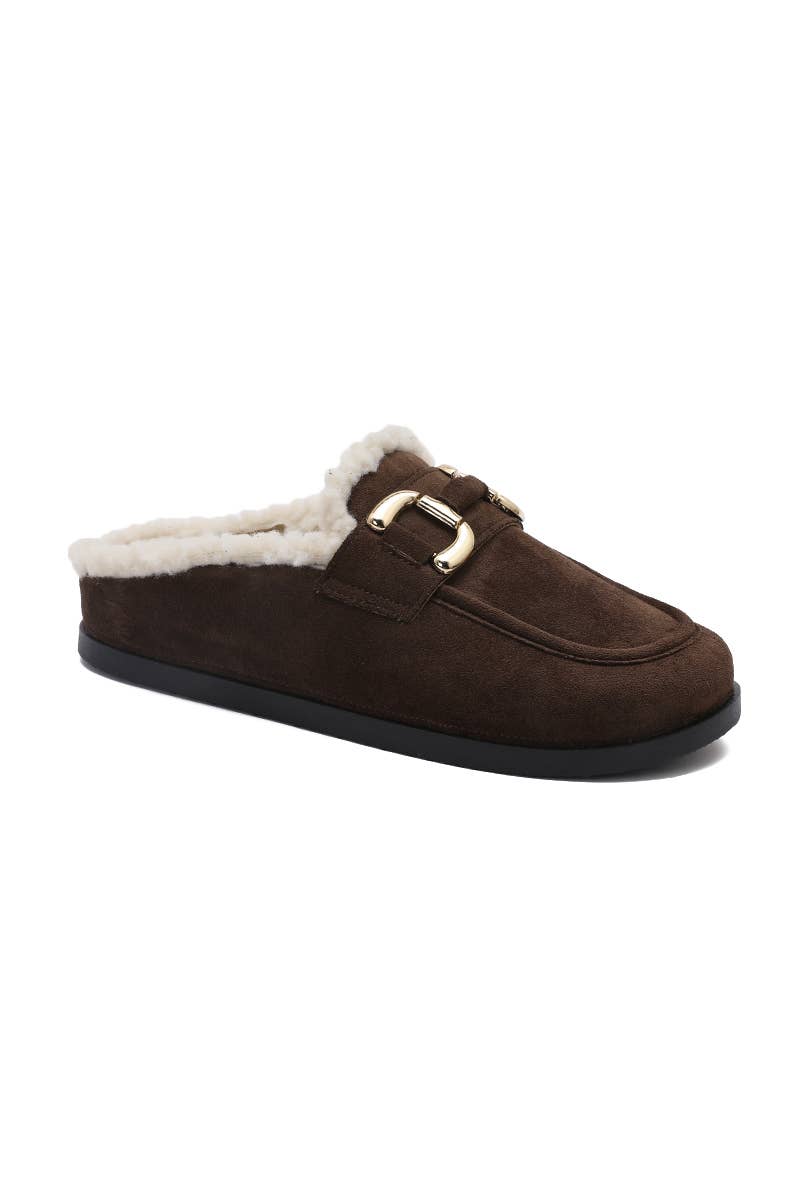 Joia Paris - Vente Chaussons – unisexe - Mules fourrées avec boucle métal H8-976C14