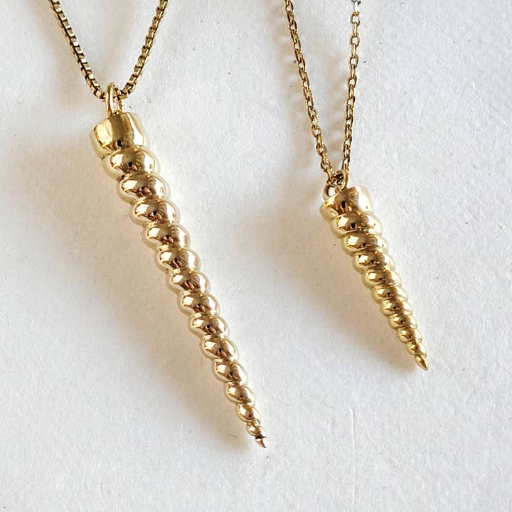 Pequeño - Cuerno de unicornio Twist Colgante Cadena Collar latón para venta al por mayor de Bisjoux