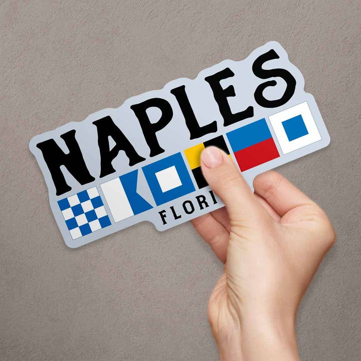 Naples Florida Nautical Flags Maritime Large Bumper Sticker for wholesale by RetroPlanet