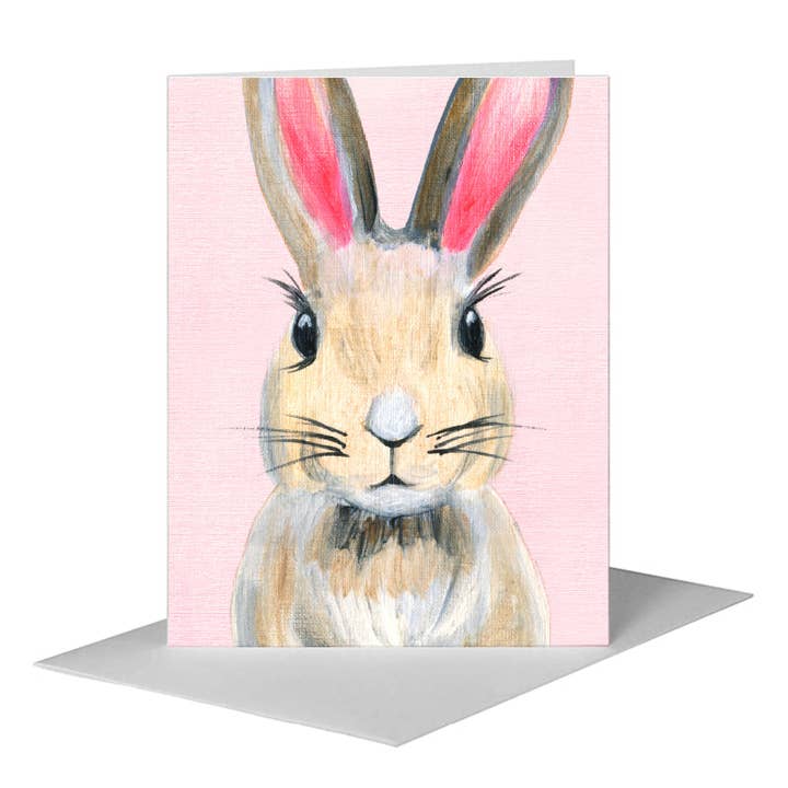 Bunny Roze Oren, Wenskaart (#8046B) voor wholesale door Printed Canvas