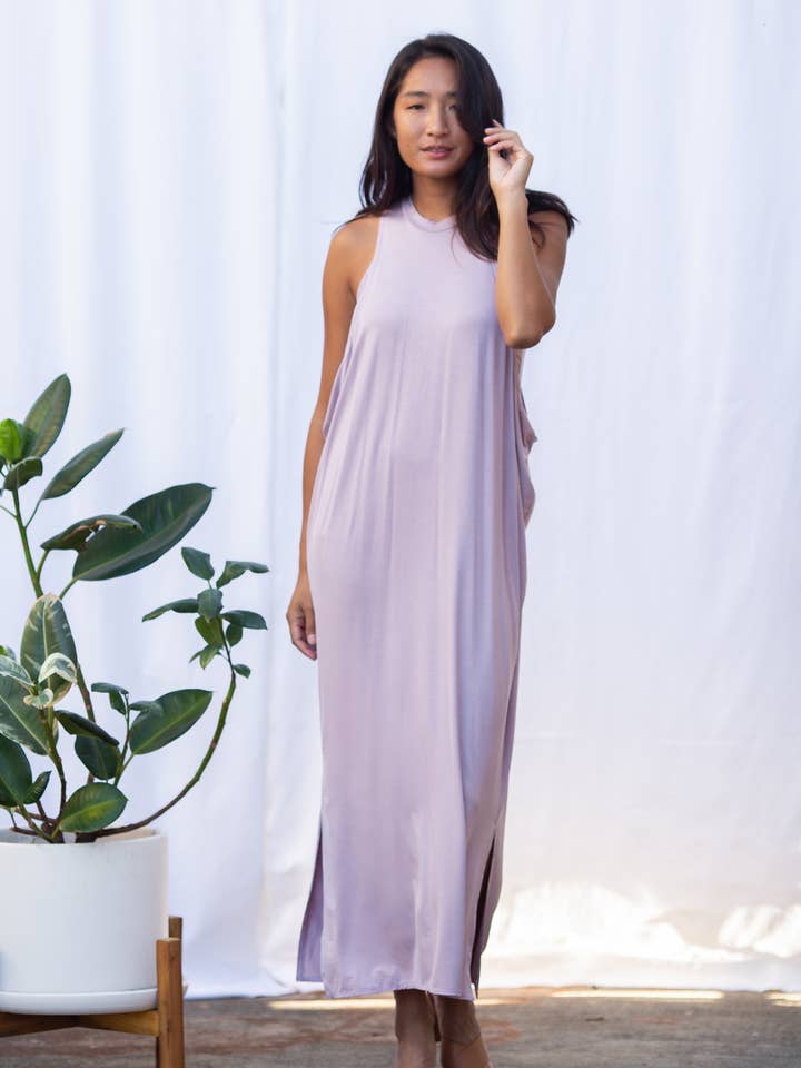 Abito lungo a strati Chad (lilla) per la vendita all'ingrosso da parte di Ten Tomorrow