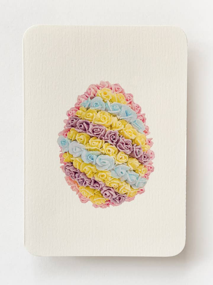 Sherbet Stripe Royal Icing Egg Greeting Card | Easter for wholesale by Canonbury Press