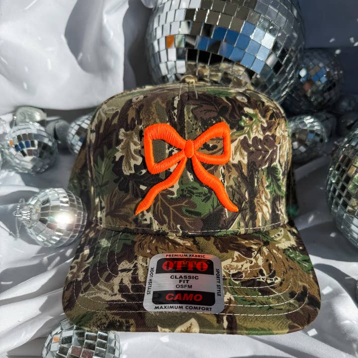 Coco & Rho - Wholesale Trucker Hat - Women's - Bow Camo- Trucker Hat Bright Orange Bow Camo- Trucker Hat Bow Camo- Trucker Hat Black Country Gift