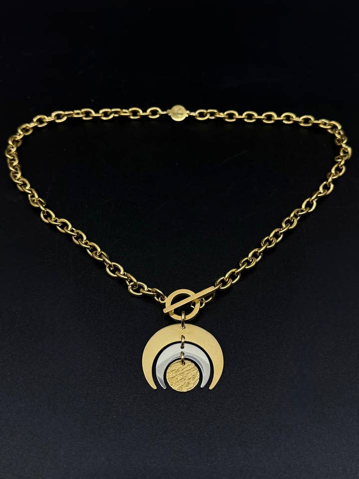 Luna Phase Toggle Necklace - 30mm Gold / Silver for wholesale by Lawless