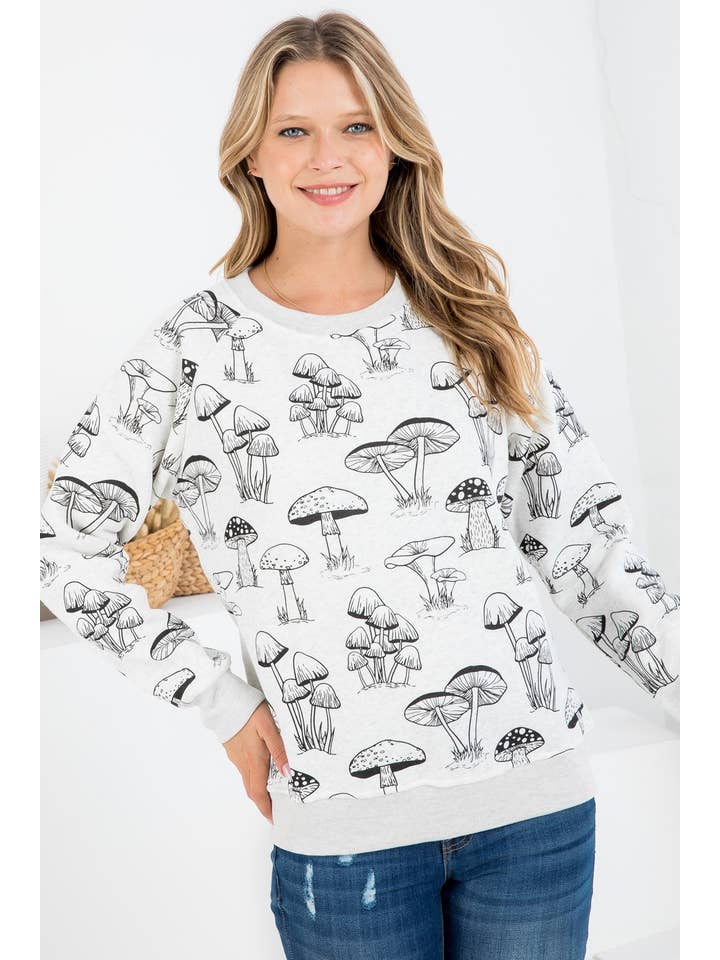 LA Soul - Vendita all'ingrosso Felpa - Donna - Felpa Plus Size Con Stampa A Funghi3