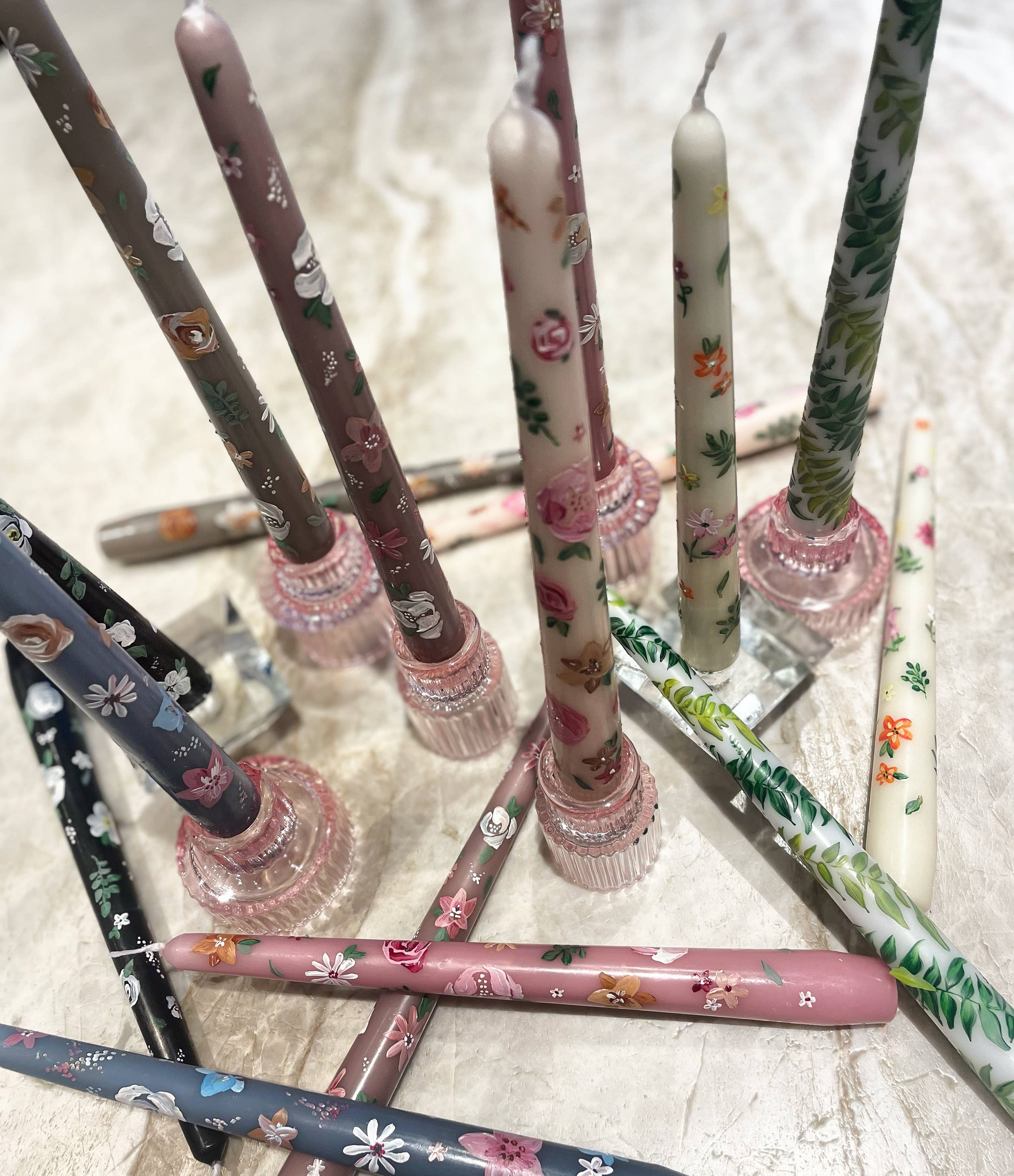 Ashley Myers - Wholesale Tapered Candle/Candlestick - Multicolor Floral Taper Pairs3