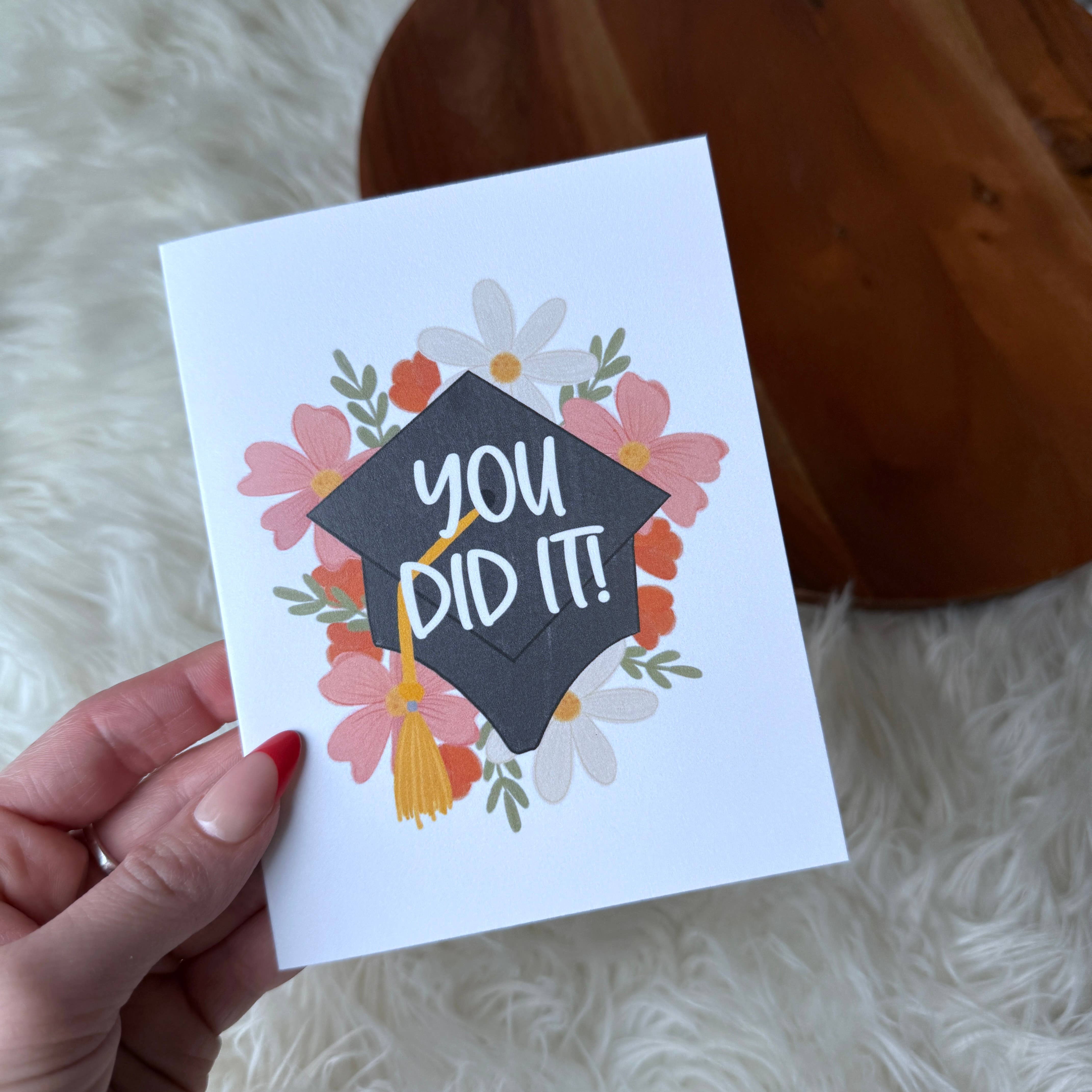 Big Moods - Wholesale Graduation Card - "You did it!" Floral Graduation Celebration Card2