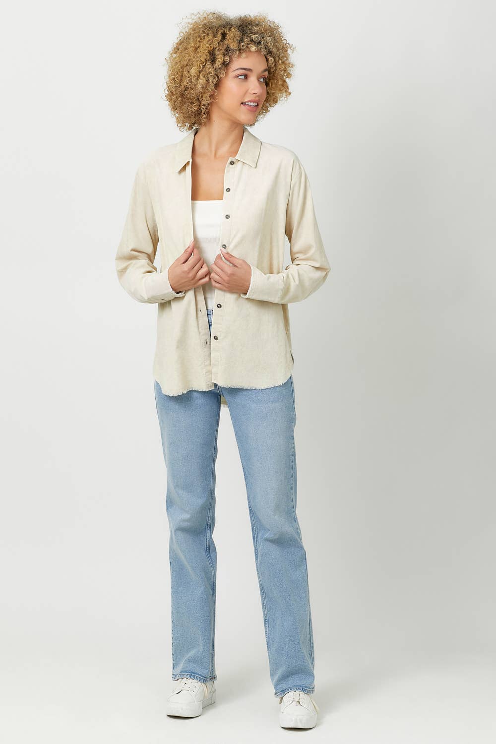 Mystree – Engroshandel Skjorte med buttondown – til kvinder – 60857 Vasket fløjlsskjorte10