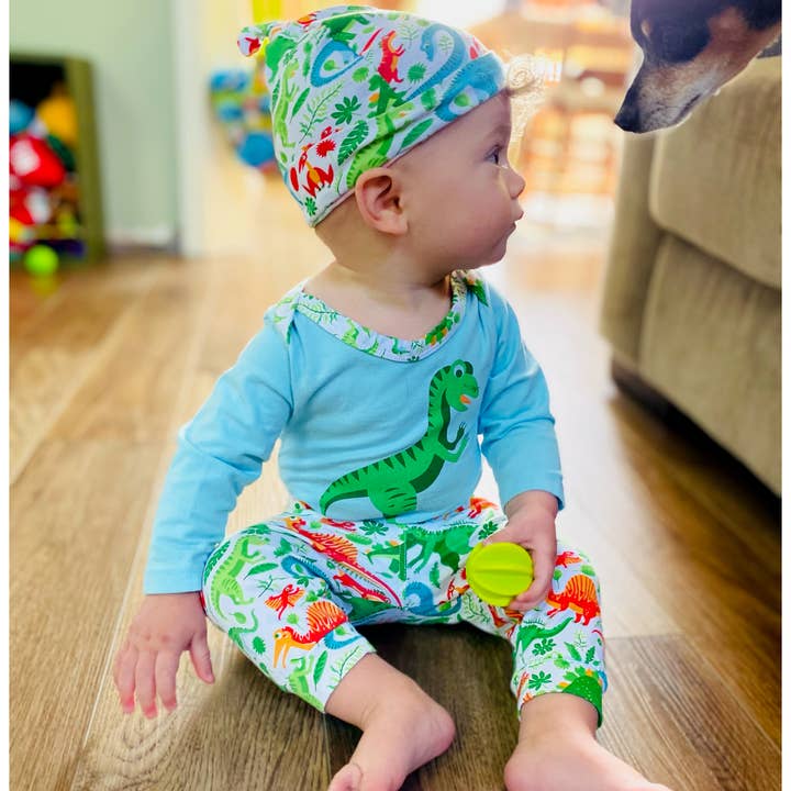 AnnLoren - Wholesale Clothing Set - Baby - Boys 3 PC Baby Shower Gift Set Dinosaur Onesie Layette PJS3