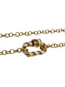 Gold White Stripe C Link Choker Necklace for wholesale by Links & Locks