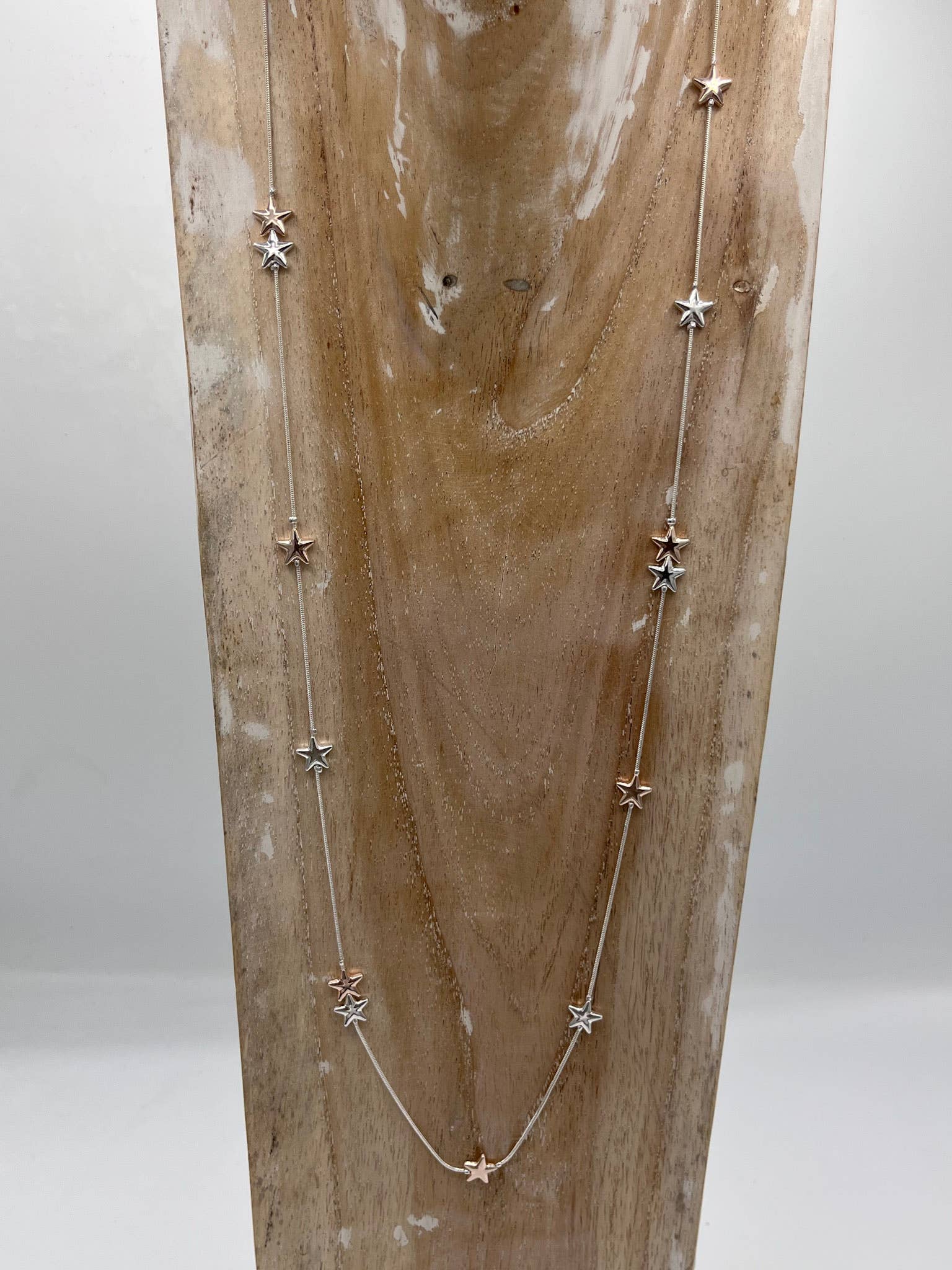 Jess & Lou - Wholesale Link & Chain Necklace - Delicate cascading mixed stars NK278MIX0