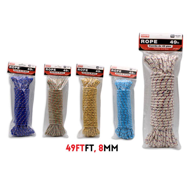 Deluxe Import Trading – Engroshandel Værktøjssæt – Polyesterreb 49 fod 6 farver0