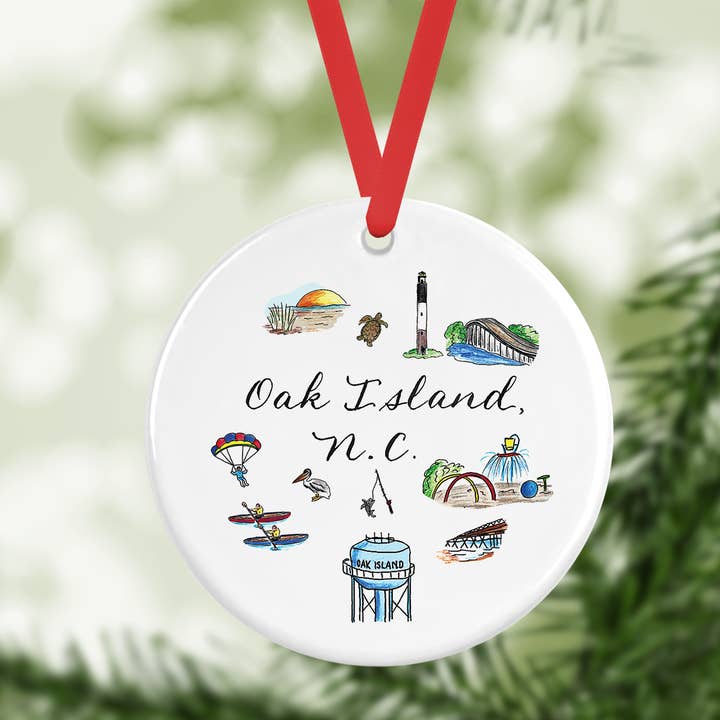 Oak Island, NC Ornament for wholesale by The Write Occasion Calligraphy