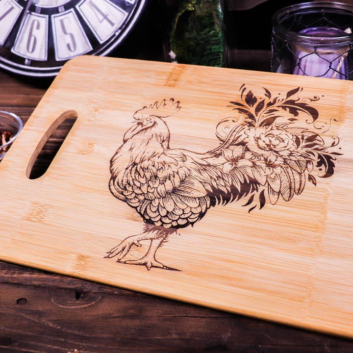 Chicken Engraved Cutting Board for wholesale by Rustic Cedar Co