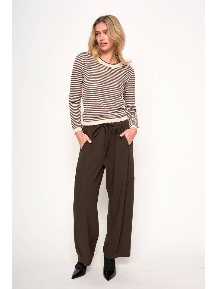 COCOA IVORY STRIPE CORI TOP for wholesale on Faire4