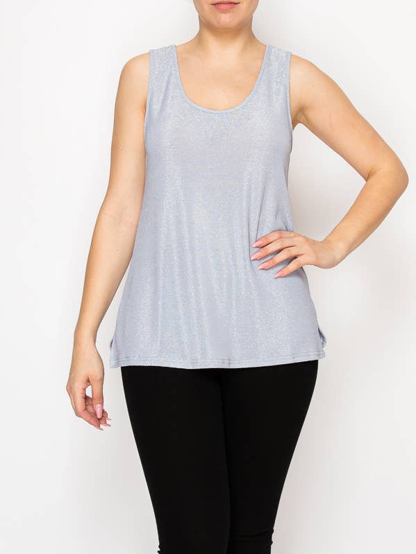 SILBER-GRAU Schimmerndes Essential ärmelloses Lurex-Top - 4844SILBER für den Großhandel auf Faire0