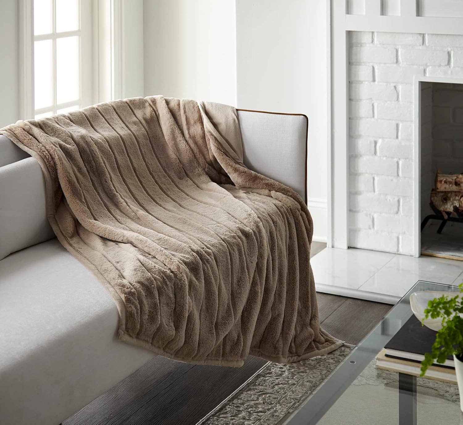 Crafted by Catherine - Wholesale Throw Blanket - Channel Cut Faux Rabbit Fur Throw 50" x 60"10