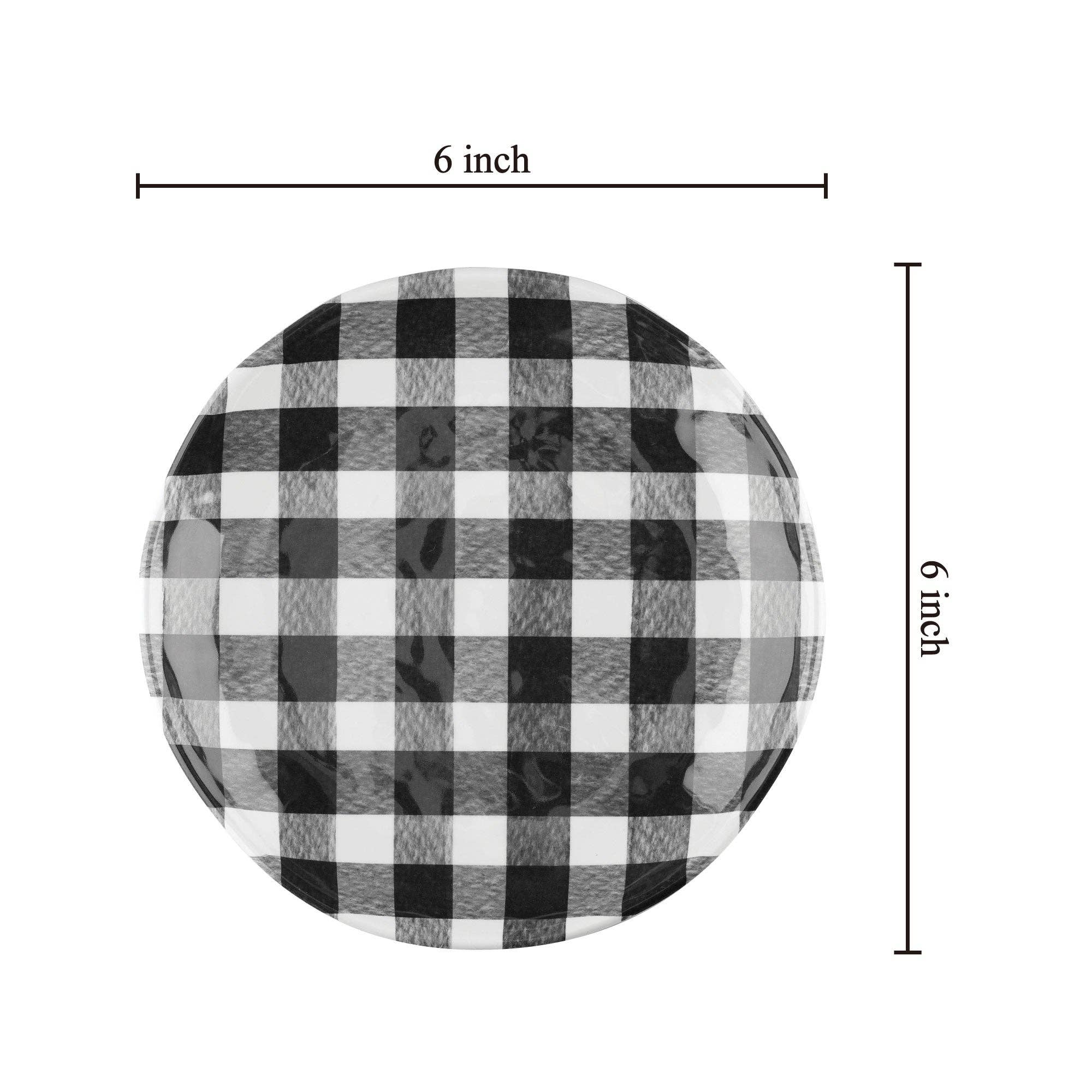 Supreme Housewares - Wholesale Dinner Plate - Gingham 6" Melamine Plates, Black1