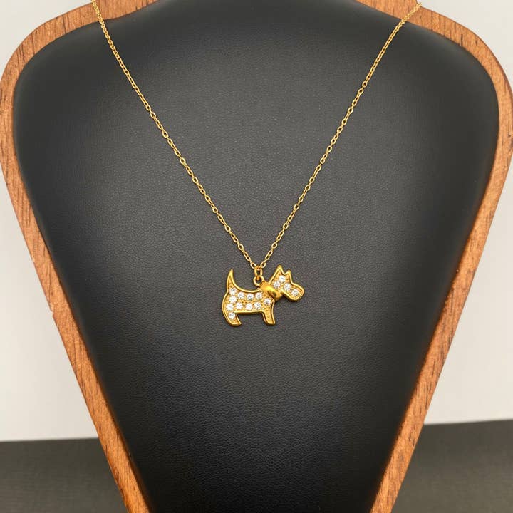 Dog Charm 18K Gold Plated Stainless Steel Necklace - FGS for wholesale by Mio Queena