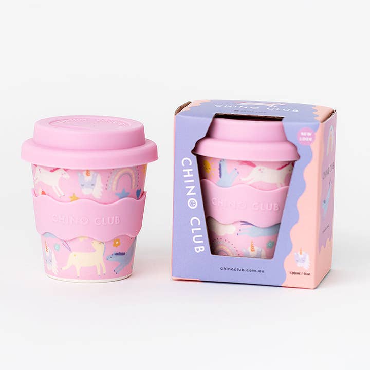 Chino Club - Wholesale Drinking glass/cup – Kids & Baby - Pink Unicorn Babychino Cup 4oz1